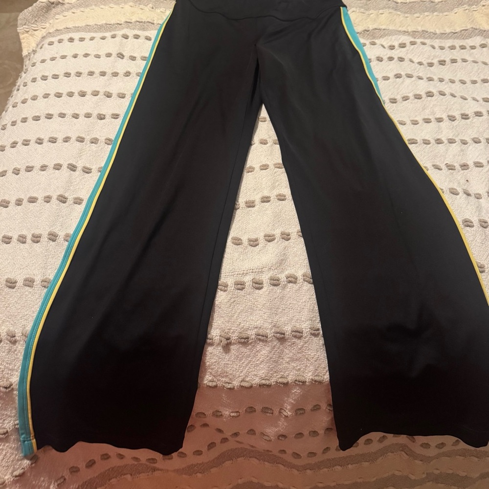 Boston Proper Sport Black Turquoise Jacket and Pants S with Blue and Yellow - Picture 6 of 7